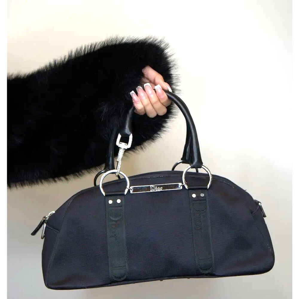 Christian Dior John Galliano Black Hardcore Bowling Top Handle Bag